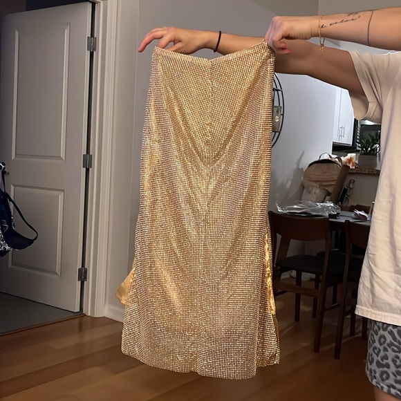 12th Tribe Gold Rhinestone Mini Dress - Picture 3 of 4
